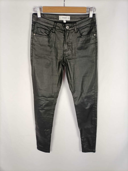 Mango pantalon 2025 encerado negro