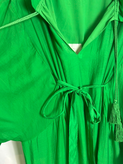 H&M x IRIS APFEL. Vestido verde vaporoso volantes. T S (oversized )