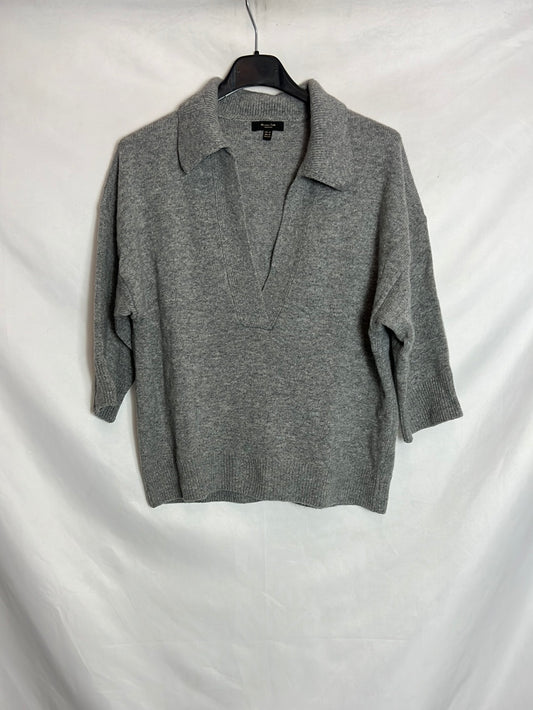 MASSIMO DUTTI. Jersey polero gris. T XS