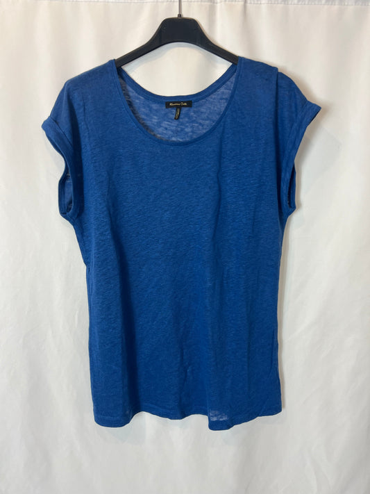 MASSIMO DUTTI. Camiseta azul fluida TU(S)