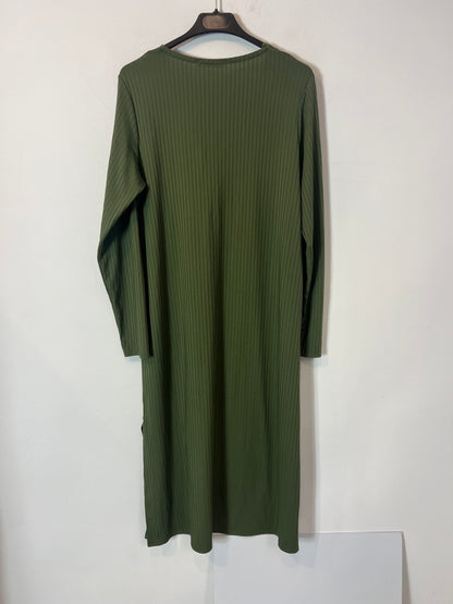 VALENTINA. vestido midi verde canalé T.xl