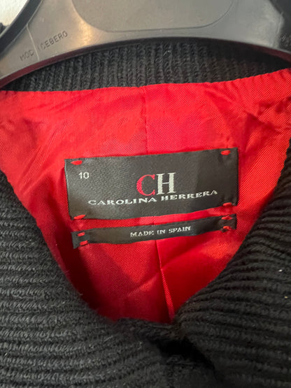 CAROLINA HERRERA. Chaqueta negra textura. T 10 (M)