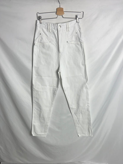 ISABEL MARANT. Denim cintura alta blanco. T 36 (Tara)