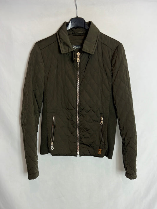 MASSIMO DUTTI. Chaqueta acolchada verde oscuro. T M