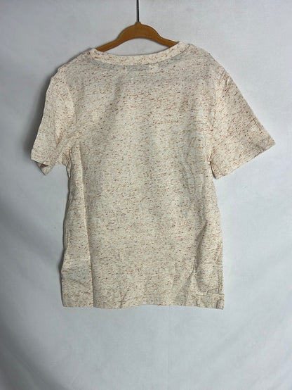 H&M. Camiseta beige jaspeada tigre textura. T  6-8 años