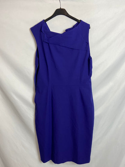 PEDRO DEL HIERRO. Vestido mdi pliegues cuello. T.44