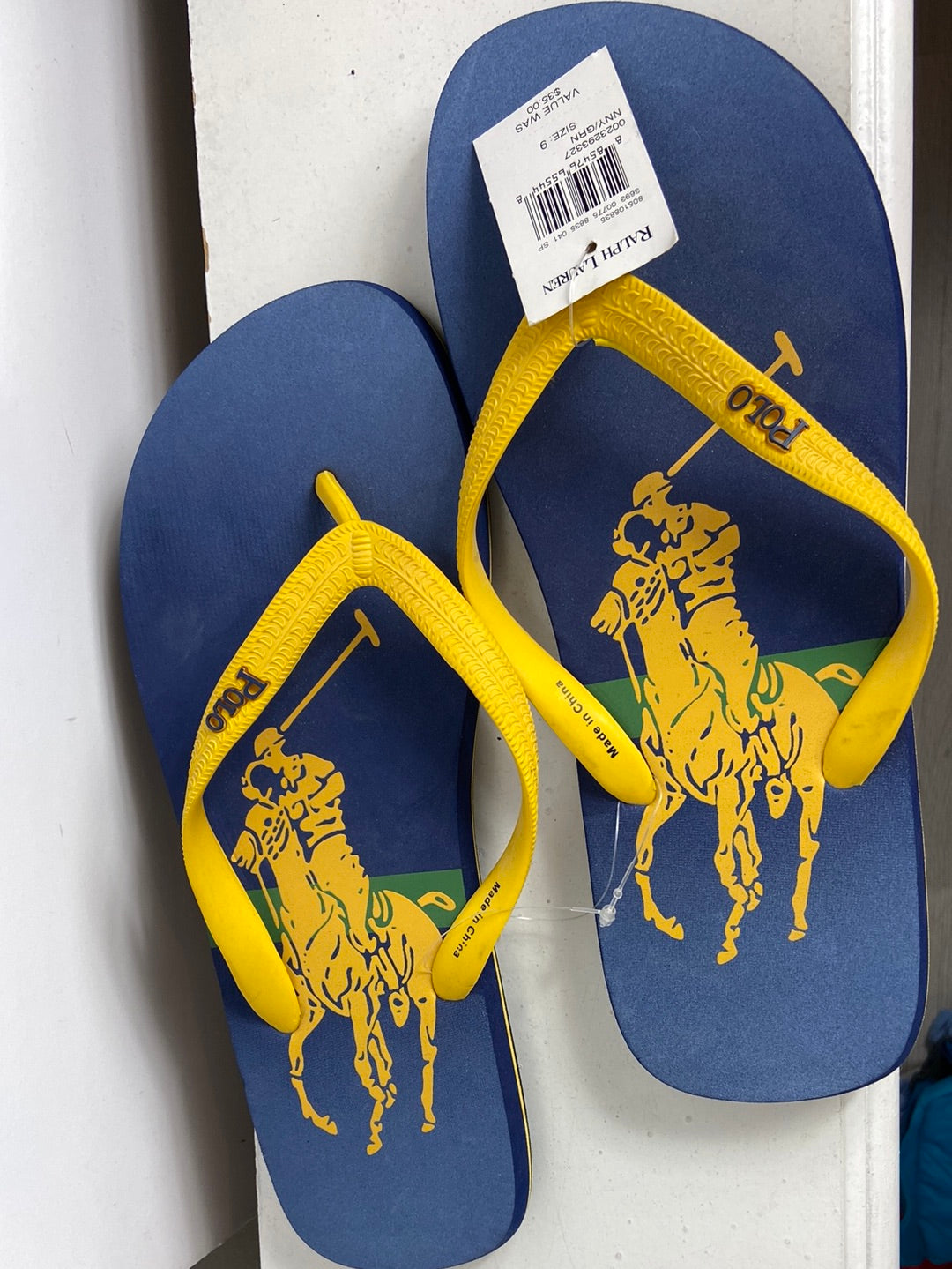 POLO RALPH LAUREN. Chanclas azules logo.T 9