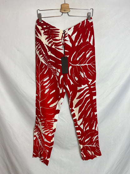 ERMANNO SCERVINO. Pantalón rojo estampado. T 44 (40)