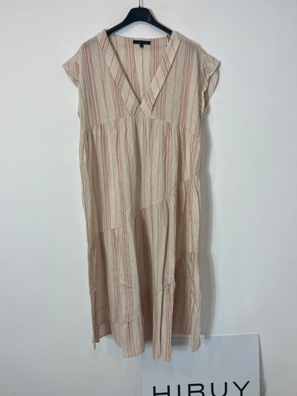 TINTORETTO. Vestido beige hilos T.40