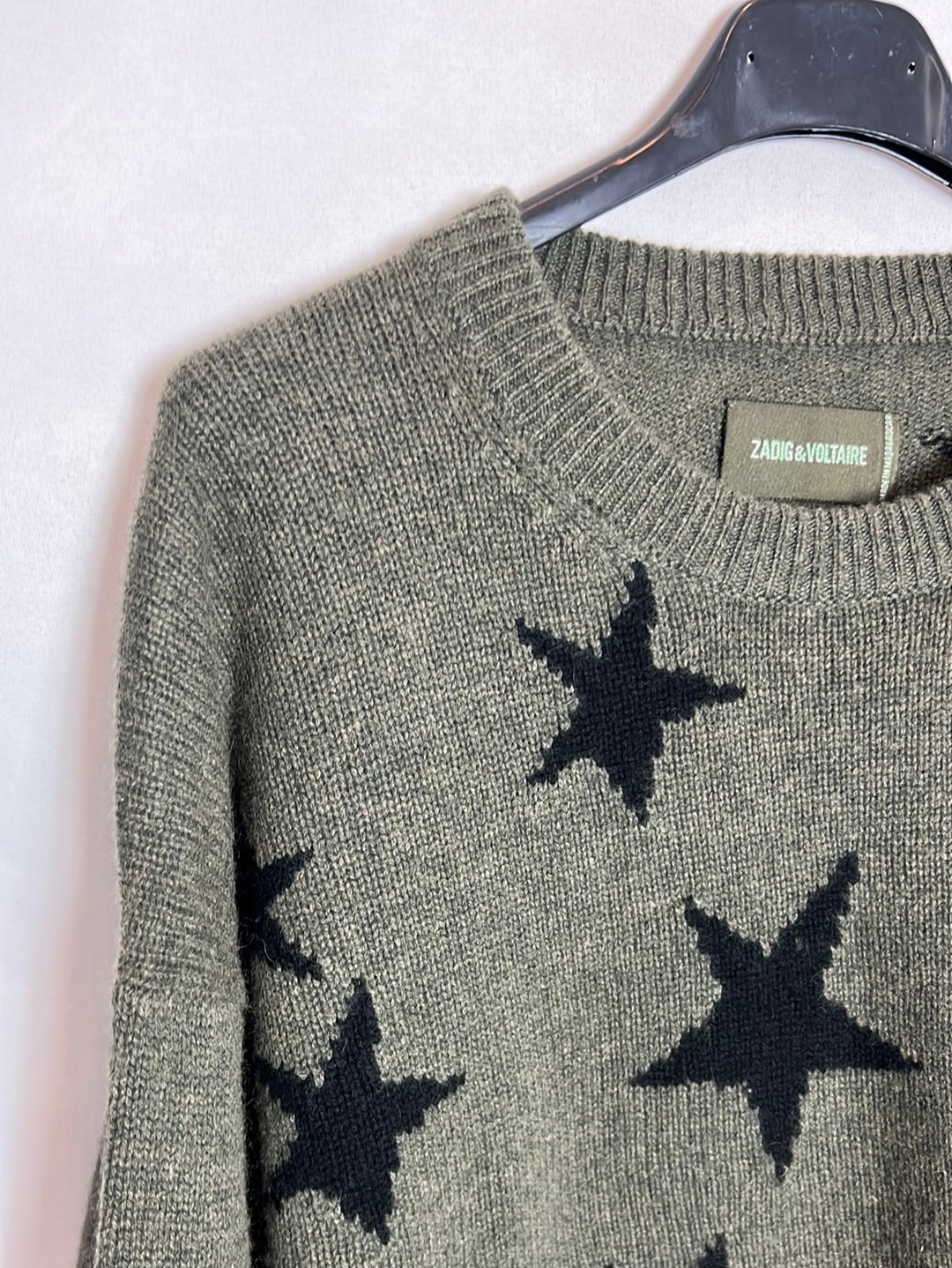 ZADIG&VOLTAIRE. Jersey cashmere verde estrellas. T XS