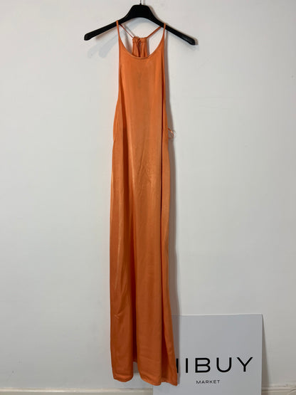 ZARA. Vestido largo satinado naranja. T M