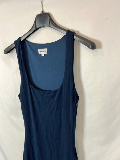 SUPERDOWN. Vestido azul midi entallado. T S