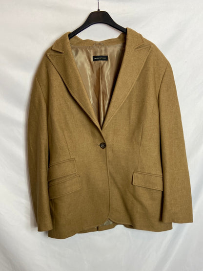 MASSIMO DUTTI. Blazer camel tejido lanoso. T.46