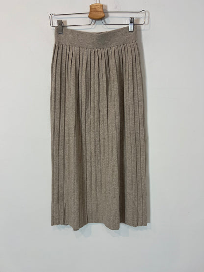 OTRAS. Falda midi beige canalé T.u(xs)