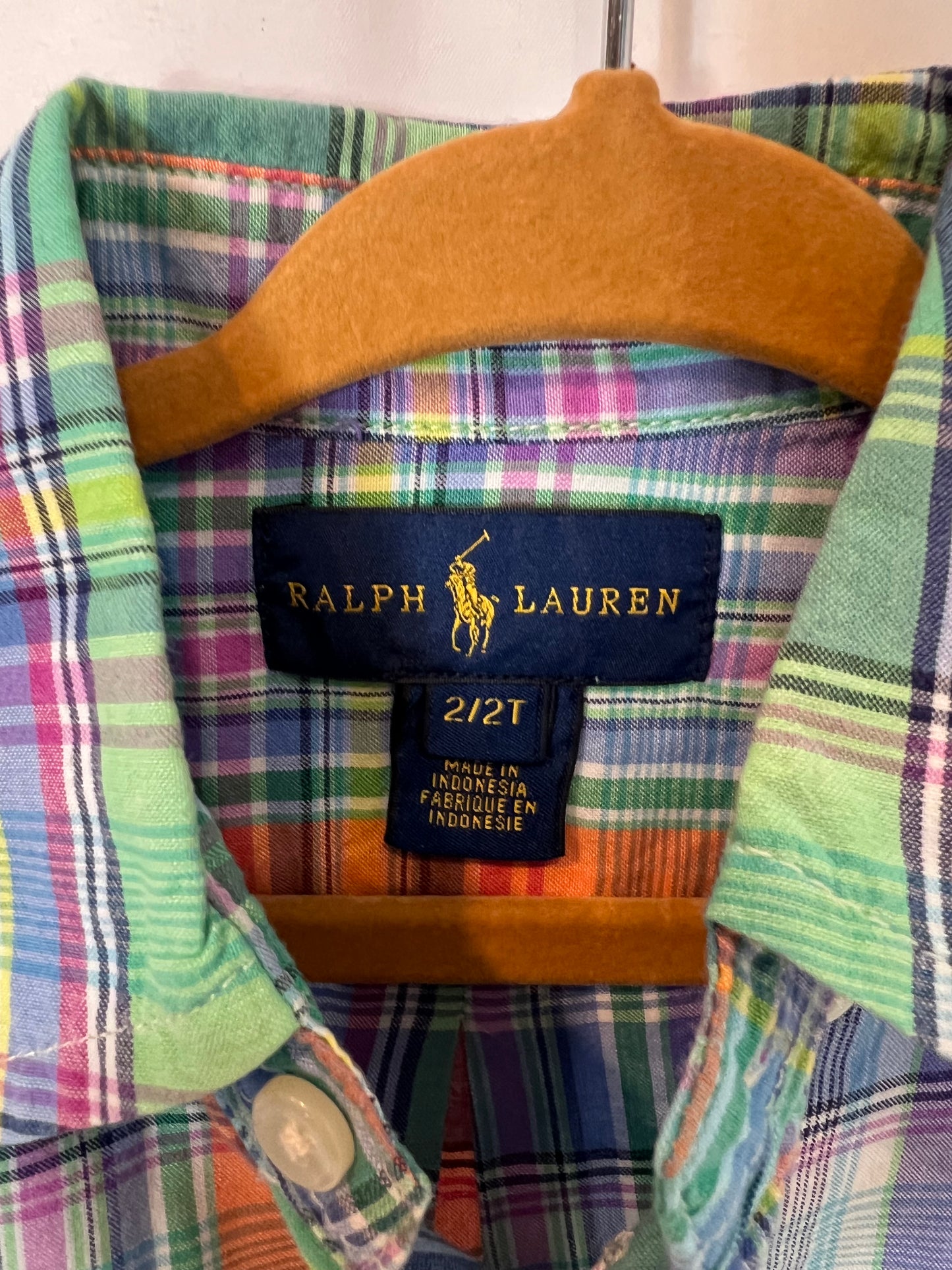 RALPH LAUREN. Camisa cuadros colores. T 2 años