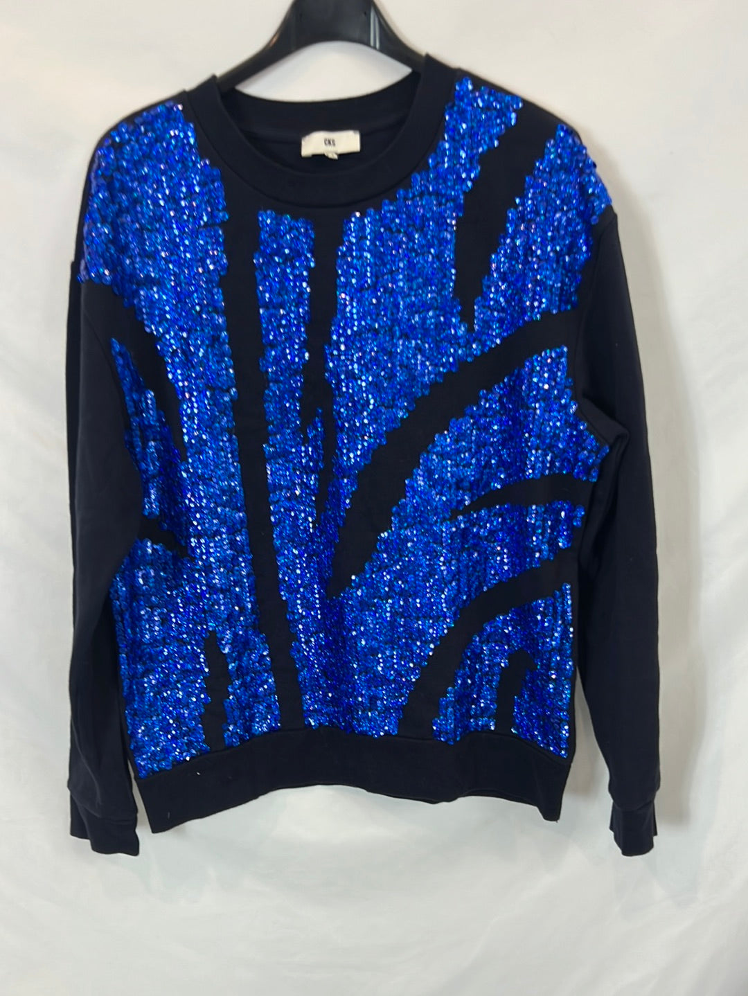 CKS. Sudadera azul lentejuelas T.s