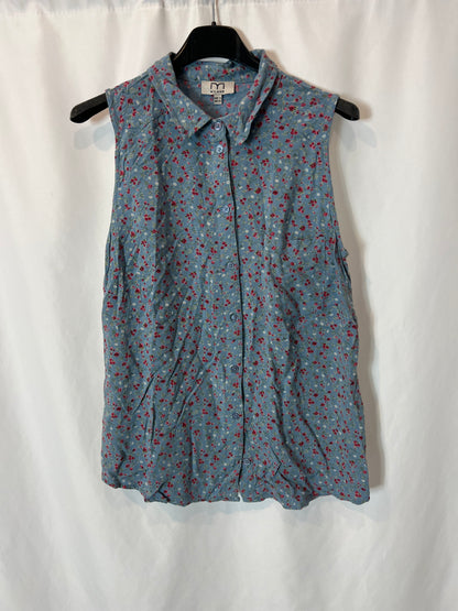 MILANO. Blusa azul florecitas T.s