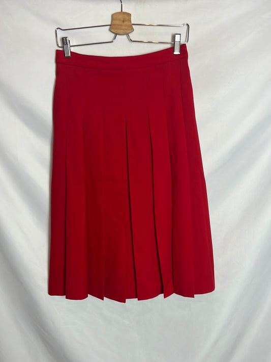 MARNI. Falda roja midi tablas. T 40