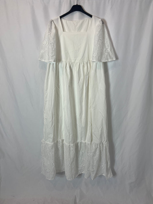 OTRAS. Vestido blanco bordados. T S