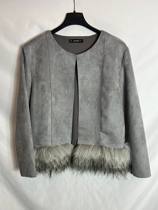 JEUVRE. Chaqueta gris efecto piel. T S