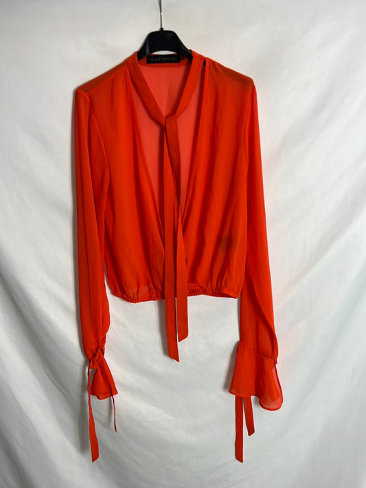 HOUSE OF HARLOW 1960. Top fluido naranja T.s