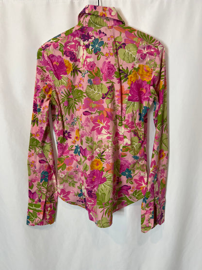 ETRO. Camisa flores rosas T.40(xs)