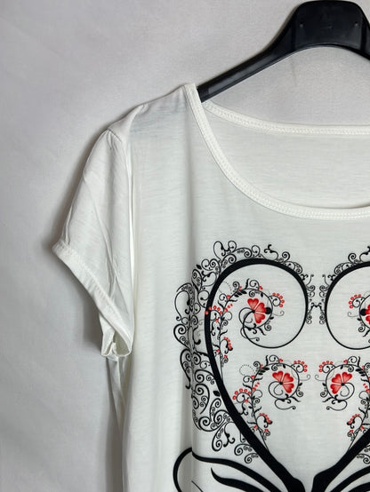 OTRAS. Camiseta blanca fluida dibujo. T M