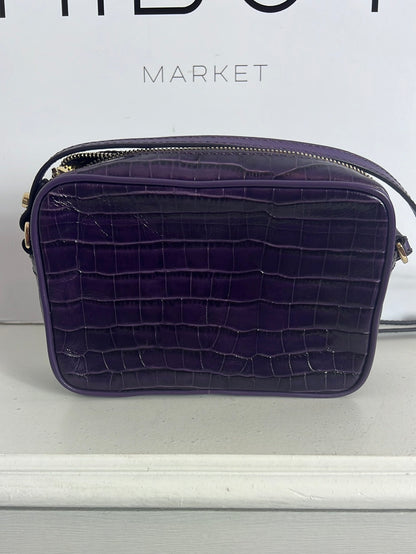 MASSIMO DUTTI. Bolso mini piel morado