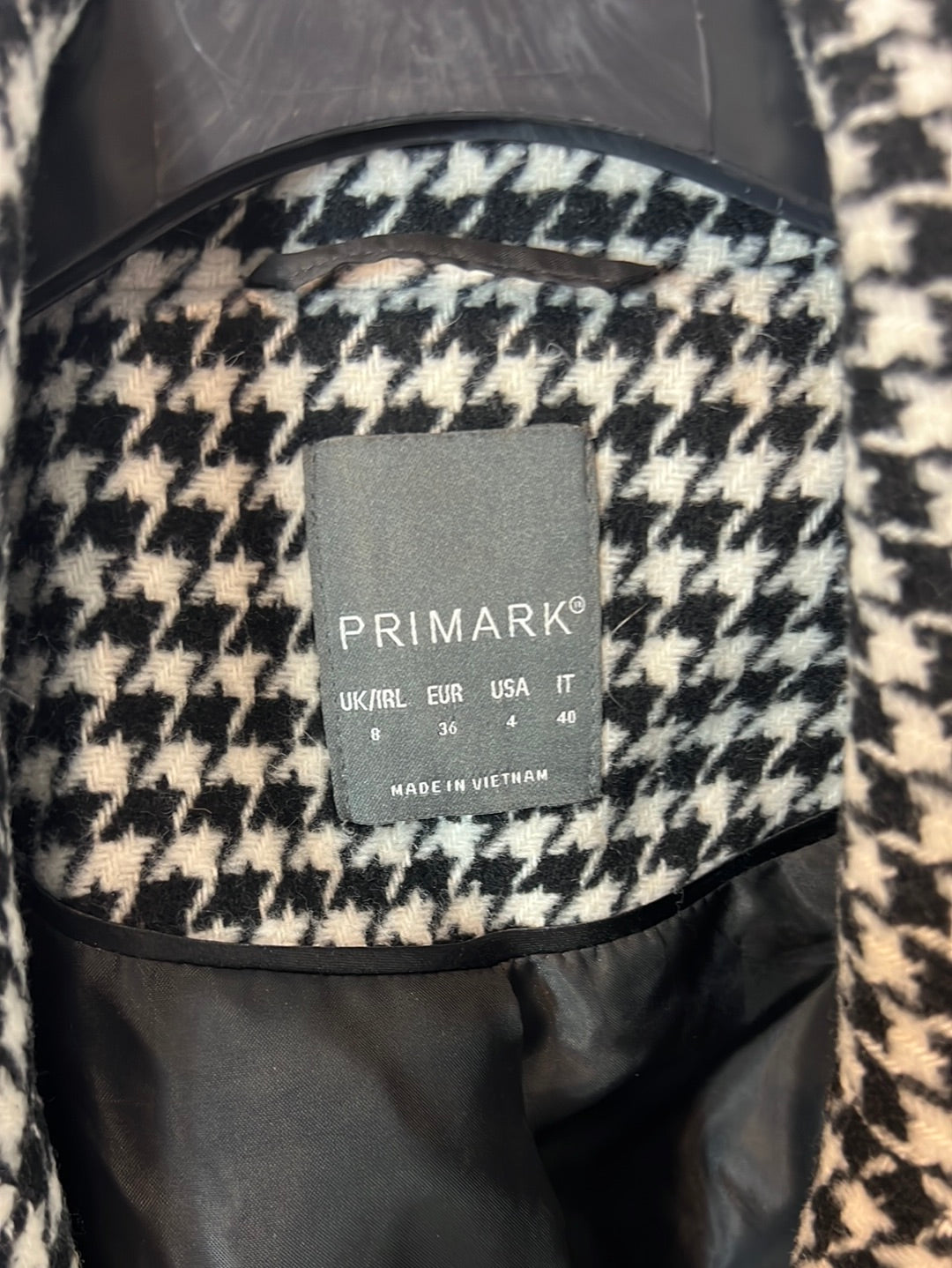 PRIMARK. Abrigo paño pata de gallo T.36