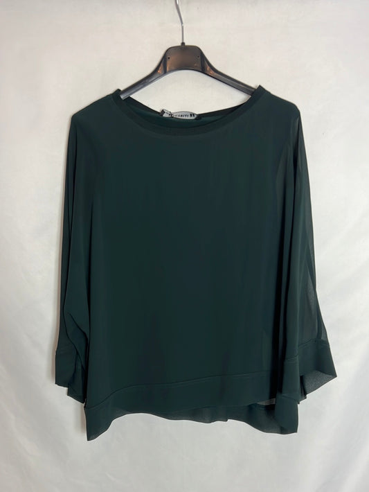 ZARA. top verde fluido . T XS