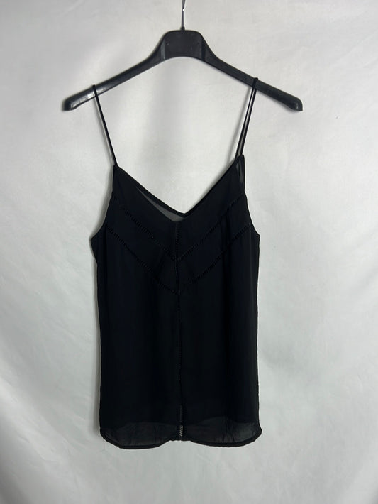 ZARA Top negro semitransparente . T XS