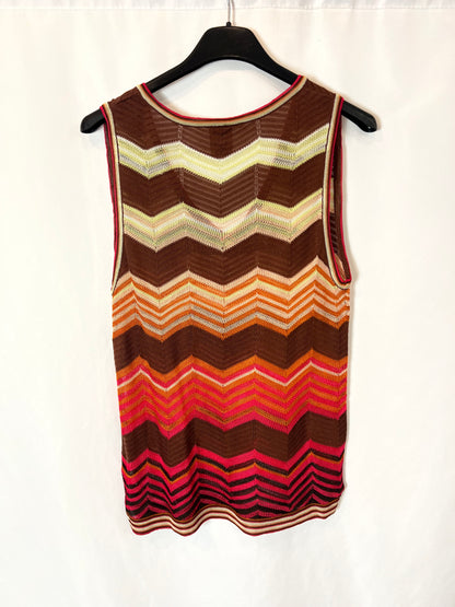 MISSONI. Conjunto top y chaqueta zig zag colores. T 38