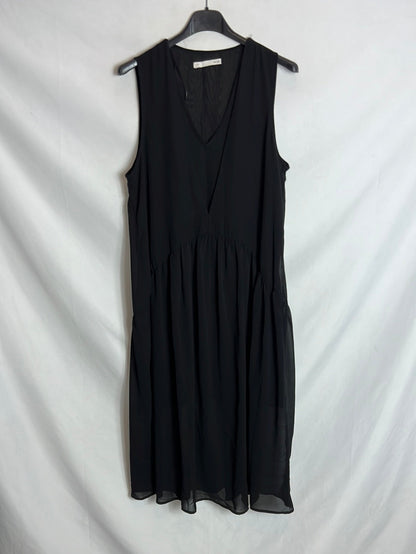 LEFTIES. Vestido negro gasa doble capa. T S