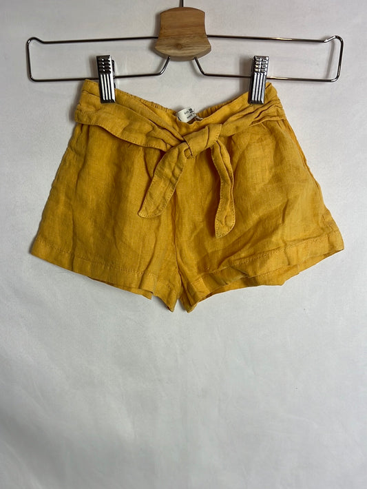 ZARA. Bermuda lino mostaza. T 18-24 meses