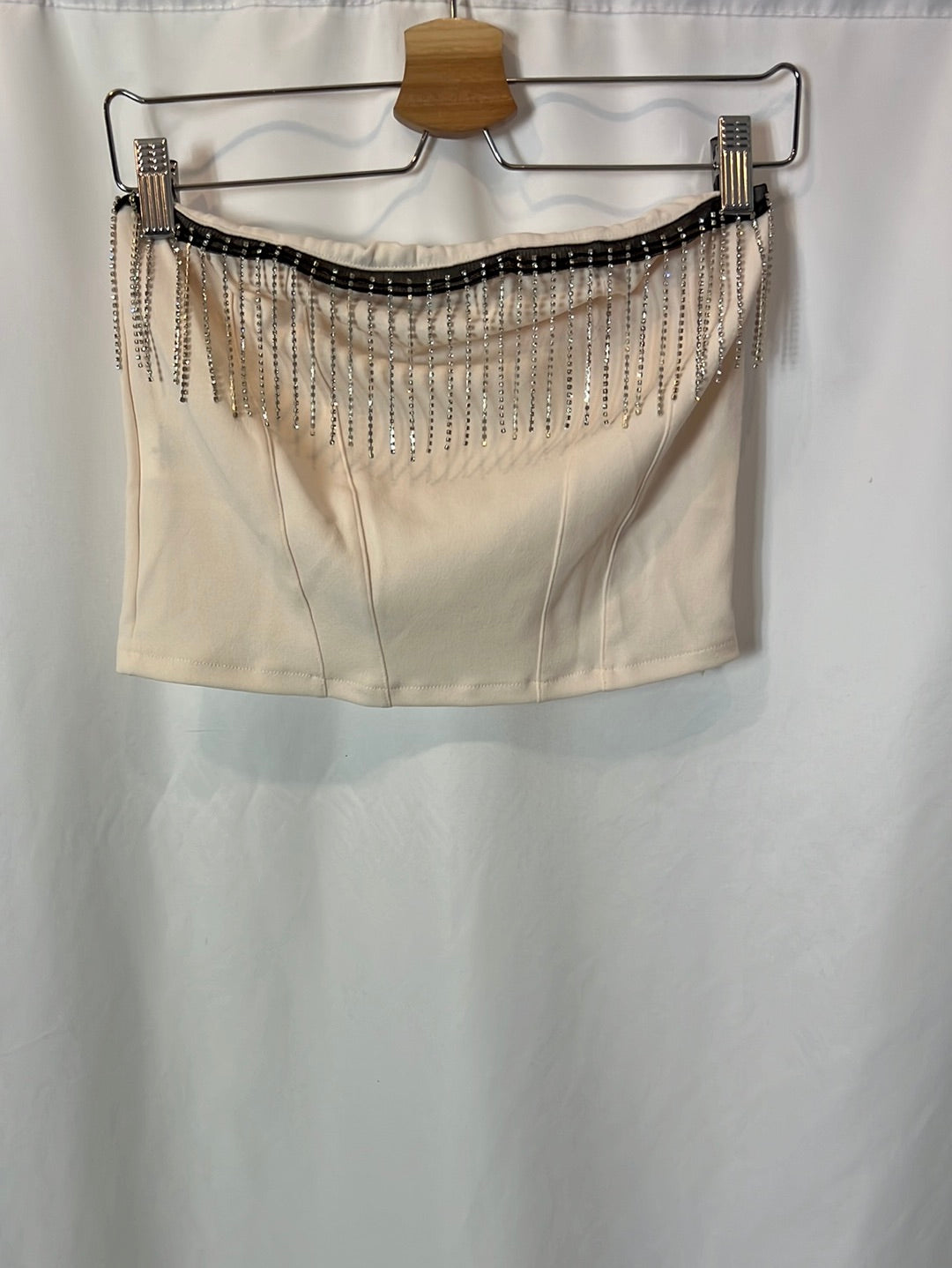 LUMINA. Top beige pedrería T.s