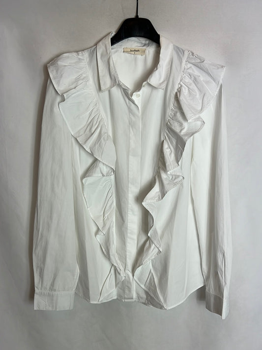 BA&SH. Camisa blanca volante. T 1(S)