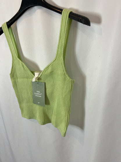 H&M. Top punto verde canalé T.s