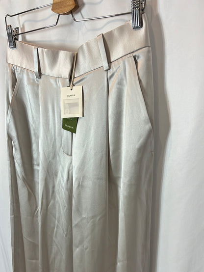 LILYSILK- Pantalón fluido gris perla T.36