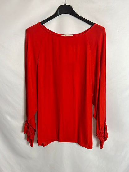 MAJE. Blusa roja fluida detalle puños. T 1 (S)