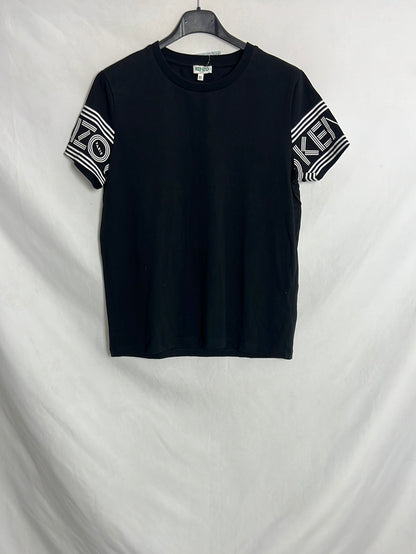 KENZO. Camiseta negra logo mangas. T XS