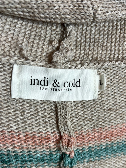 INDI&COLD. Cárdigan beige jaspeado rayas. T L