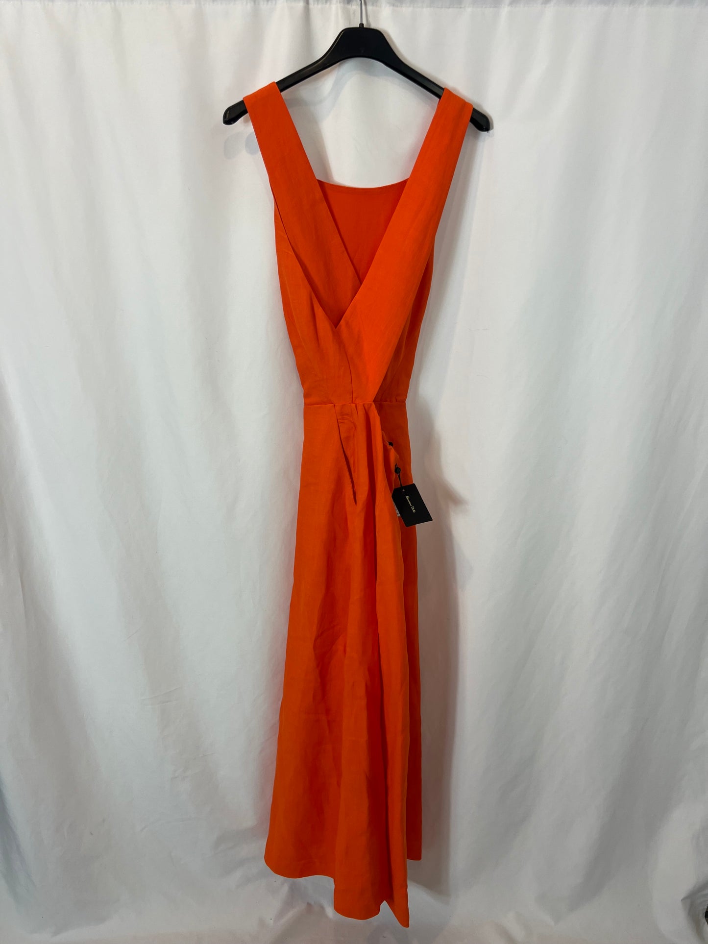 MASSIMO DUTTI. Vestido naranjas espalda cruzada T.s