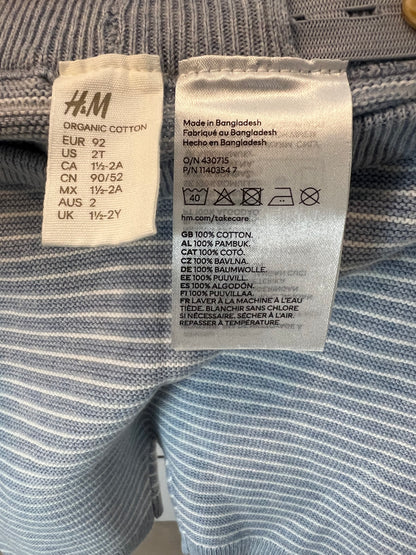 H&M. Conjunto algodón azul rayas. T 18-24 meses