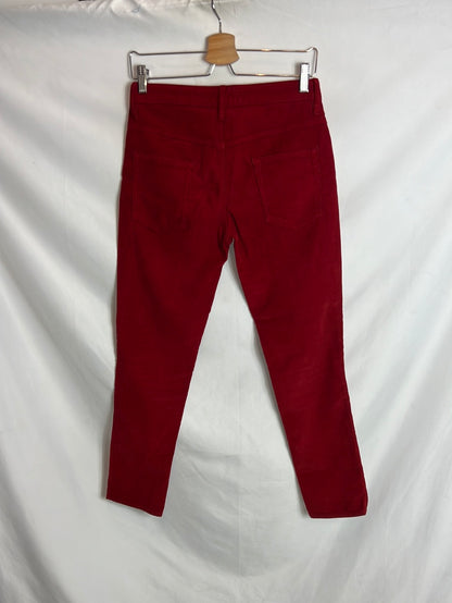 ISABEL MARANT  ÉTOILE. Pantalón pitillo micro pana rojo.T 38