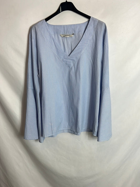 ZARA. Blusa rayas mangas acampadas . T L