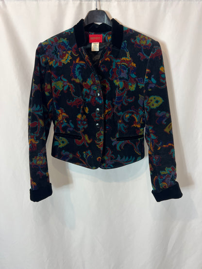 KENZO. Chaqueta negra pana estampada T.38