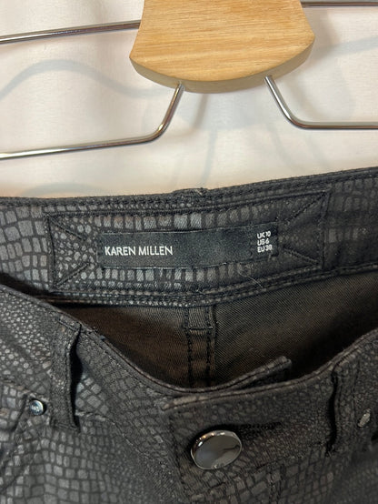 KAREN MILLEN. Pantalón negro encerado T.38