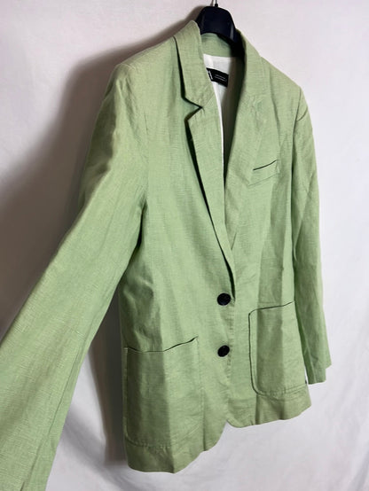 ZARA. Blazer verde lino T.xs