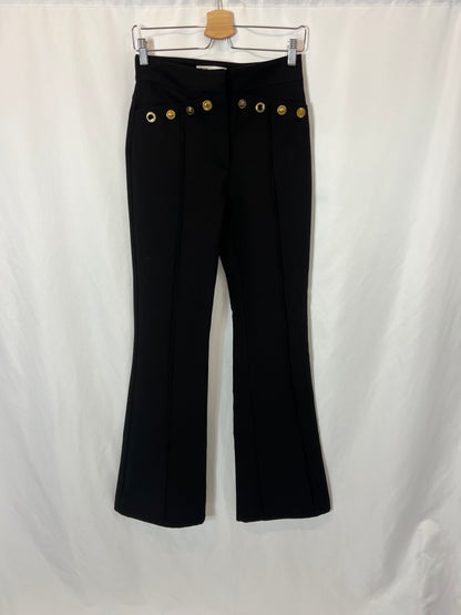 ZARA. Pantalón negro pinza detalle abalorios. T XS