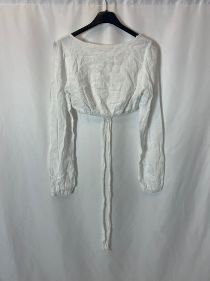 PULL&BEAR. Top  blanco argolla T.xs